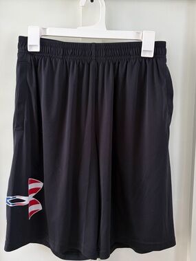 Under Armour Men’s Freedom Rival Shorts | Black | Size Large | USA Flag Logo